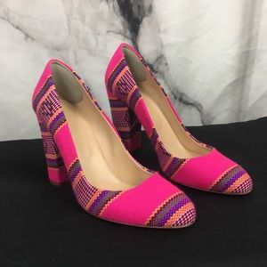 J. Crew Pink Patterned Chunky Heel - 8.5